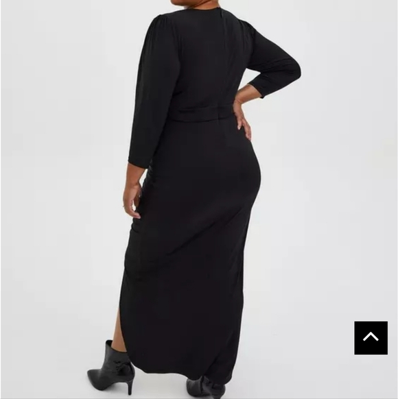 Torrid Studio Knit Hi-Lo Maxi Black Ruched Longsleeve Dress Size 2X - Picture 3 of 16